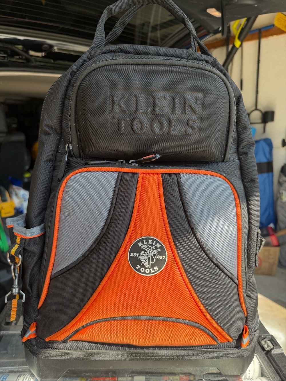 Klein Tools Men's Black & Orange Heavy-Duty Backpack